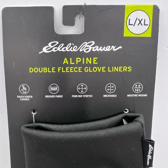 EDDIE BAUER, BLACK ALPINE GLOVES, FLEECE LINERS, L/XL,4 WAY STRETCH, BREATHABLE - Picture 10 of 16